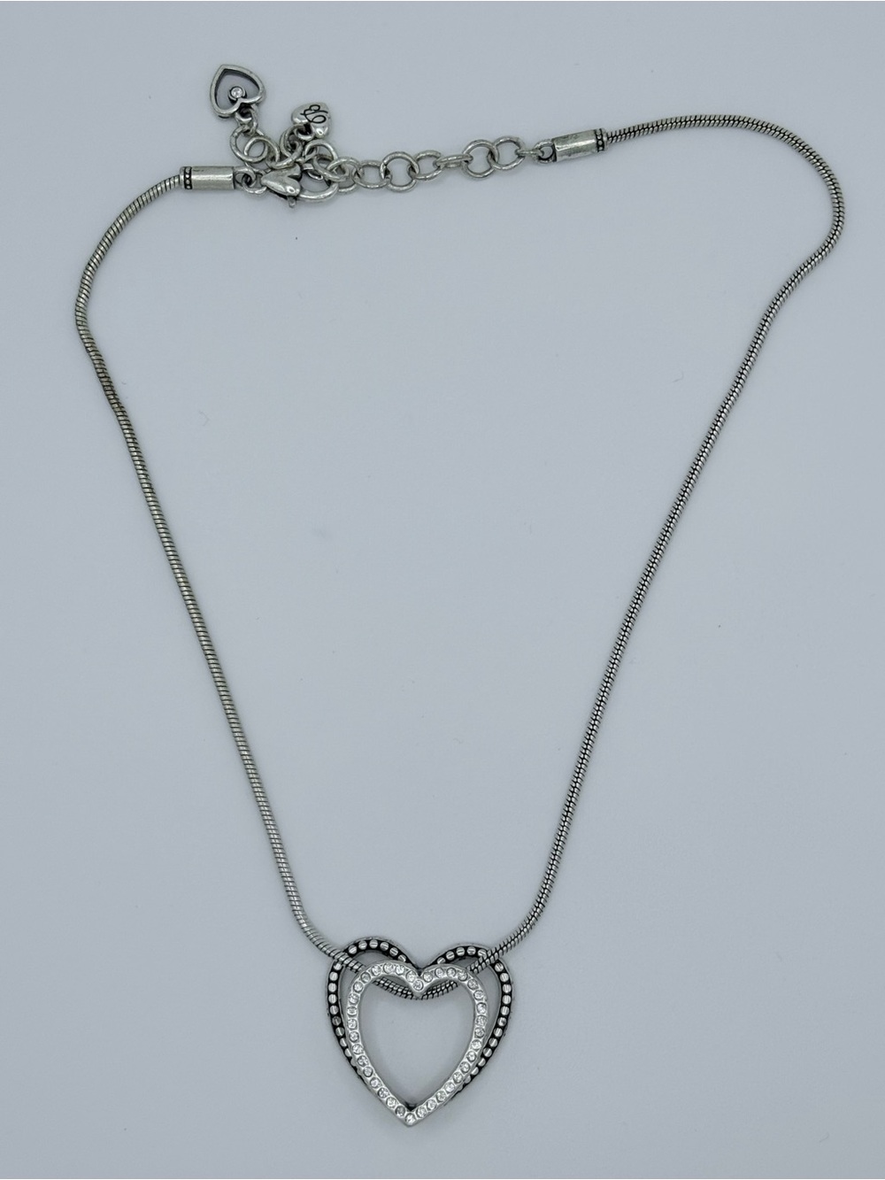 RETIRED BRIGHTON sterling silver Heart Pendant Necklace with Crystal Accents - Picture 3 of 3